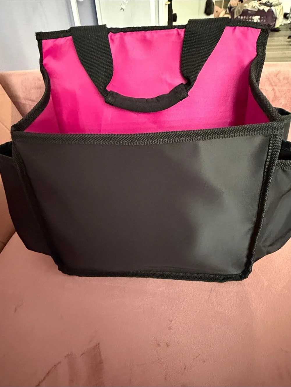 Black and Hot Pink Organizer Tote Bag - Women's Carry Case